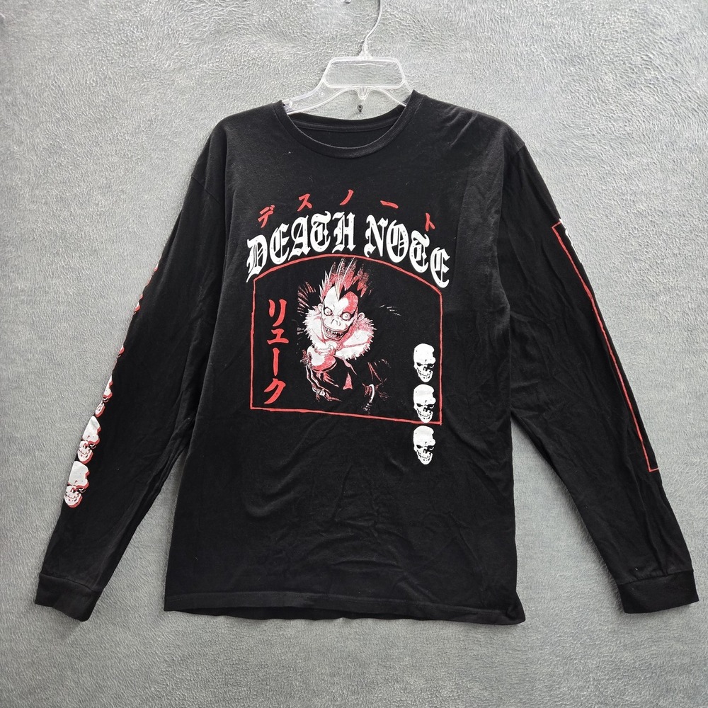 Death Note Men Shirt M Black Graphic Anime Ryuk Logo Long Sleeve
